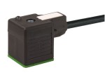 Valve connector socket 5 meter, A18mm Led + gasifier, 24VDC / AC 3P PUR / PCV-JZ 3x0.75 